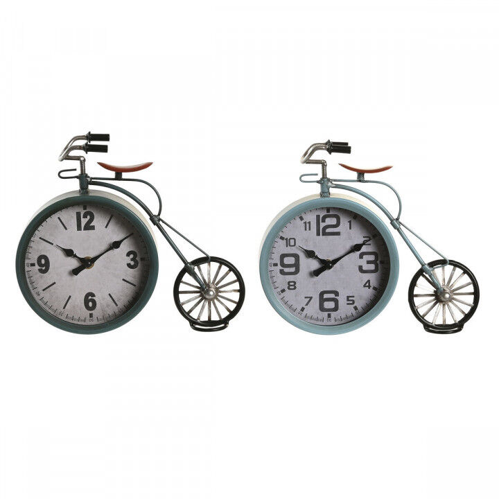 Orologio da Tavolo DKD Home Decor Azzurro Verde Bicicletta Vintage (2 Unità)