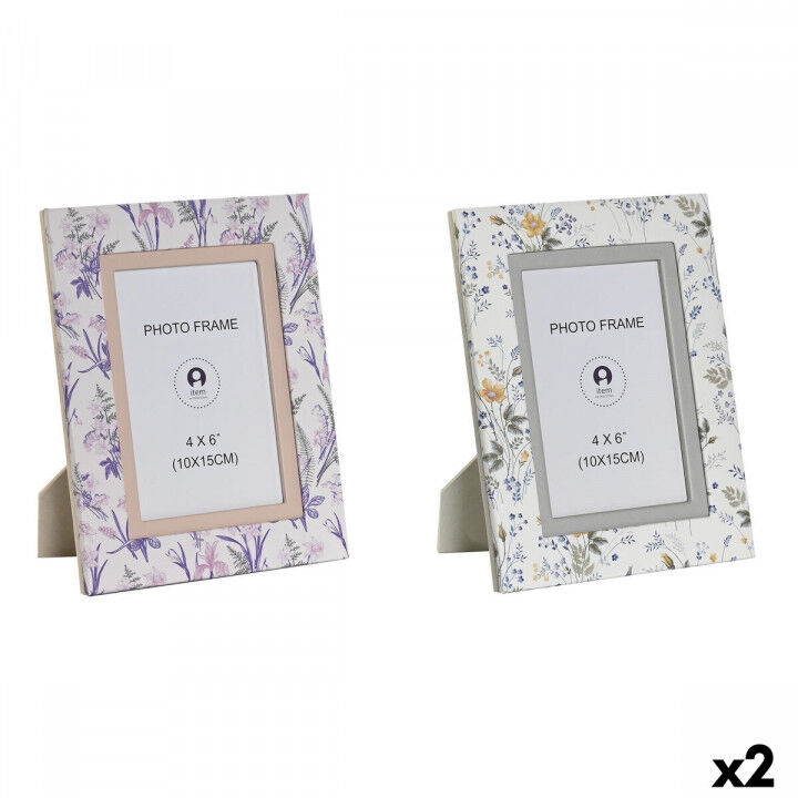 Photo frame DKD Home Decor White Grey Lilac Light Pink Aluminium (2 Units)