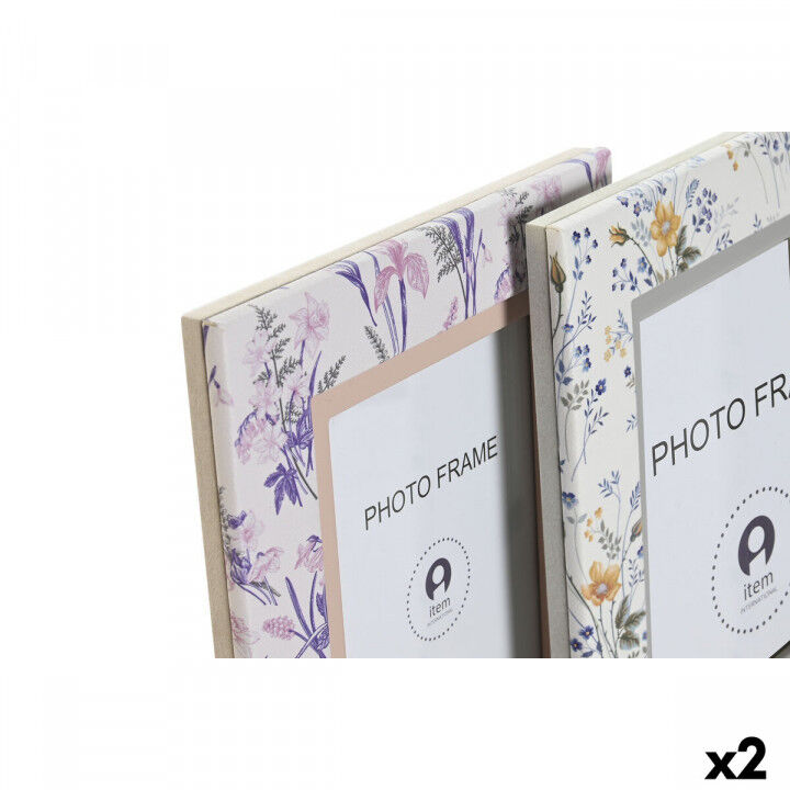 Cornice Portafoto DKD Home Decor Bianco Grigio Lilla Rosa chiaro Alluminio (2 Unità)