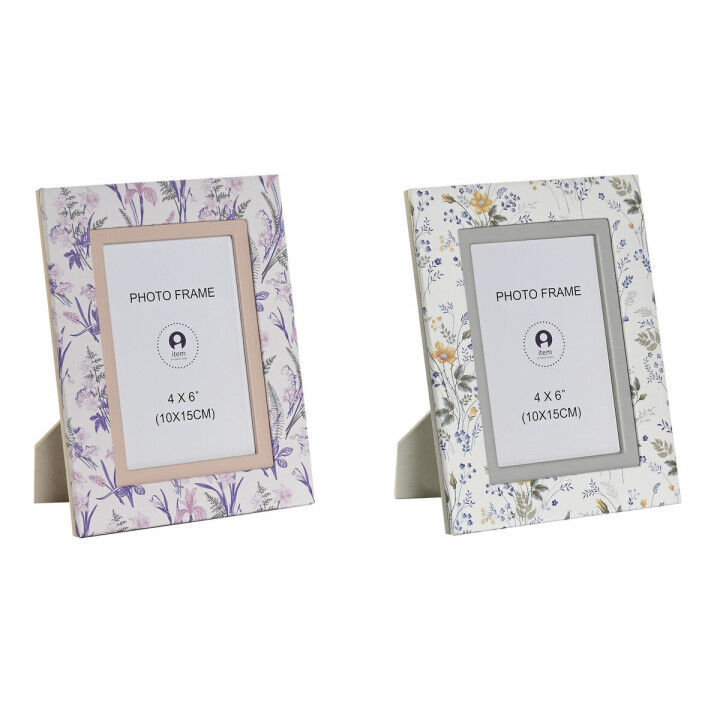 Photo frame DKD Home Decor White Grey Lilac Light Pink Aluminium (2 Units)