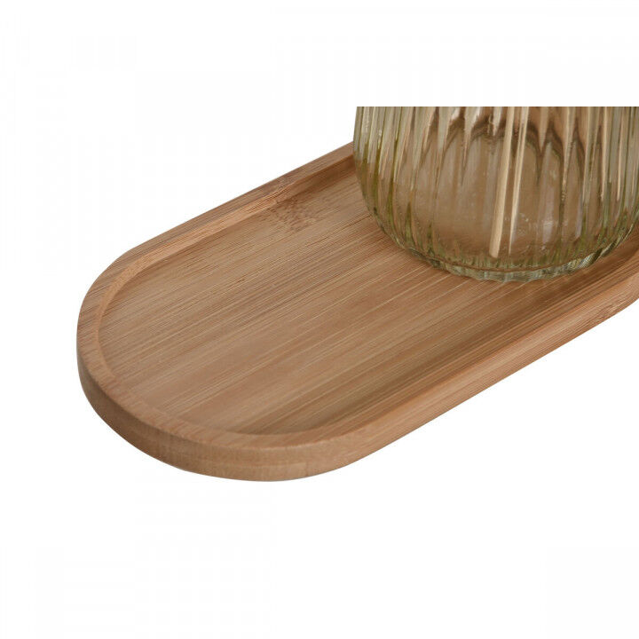 Set da Bagno Home ESPRIT Grigio Arancio Ambra Bambù Cristallo 3 Pezzi