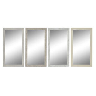 Specchio da parete DKD Home Decor Bianco Beige Grigio scuro 36 x 2 x 66 cm (4 Unità)