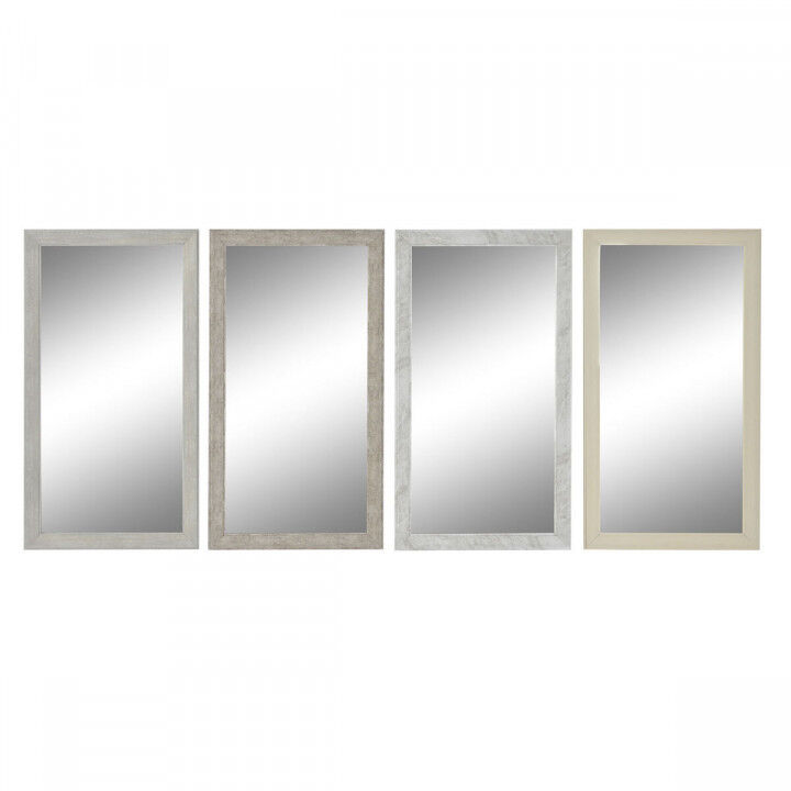 Wall mirror DKD Home Decor White Beige Dark grey 36 x 2 x 66 cm (4 Units)