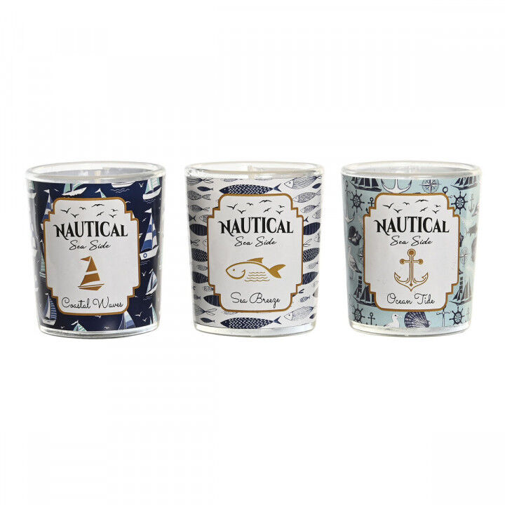 Candle DKD Home Decor Blue Wax Crystal 17 x 5 x 6 cm (3 Units)