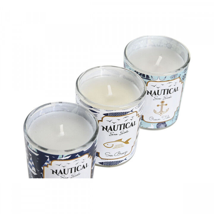 Candle DKD Home Decor Blue Wax Crystal 17 x 5 x 6 cm (3 Units)