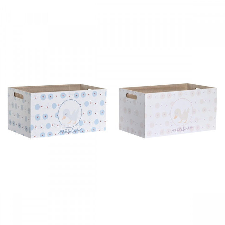 Boîte de rangement DKD Home Decor Bleu Rose Bois MDF 36 x 21 x 18 cm (2 Unités)