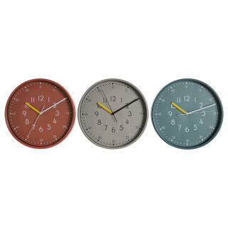 Horloge Murale DKD Home Decor Blanc Turquoise Terre cuite PVC Urbaine 30 x 4,3 x 30 cm (3 Unités)