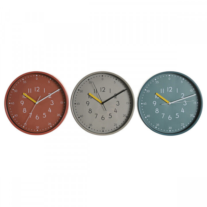 Orologio da Parete DKD Home Decor Bianco Turchese Terracotta PVC Città 30 x 4,3 x 30 cm (3 Unità)