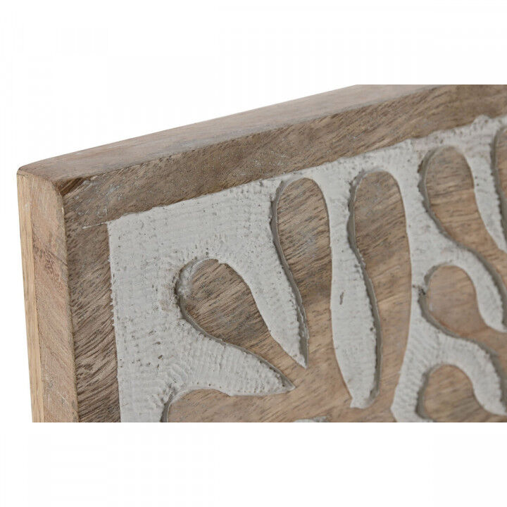 Decoración de Pared Home ESPRIT Blanco Natural Floral 60 x 2,5 x 60 cm (4 Piezas)