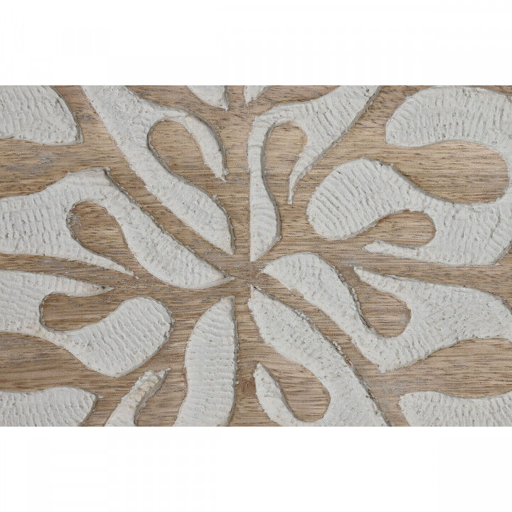 Decorazione da Parete Home ESPRIT Bianco Naturale Floreale 60 x 2,5 x 60 cm (4 Pezzi)