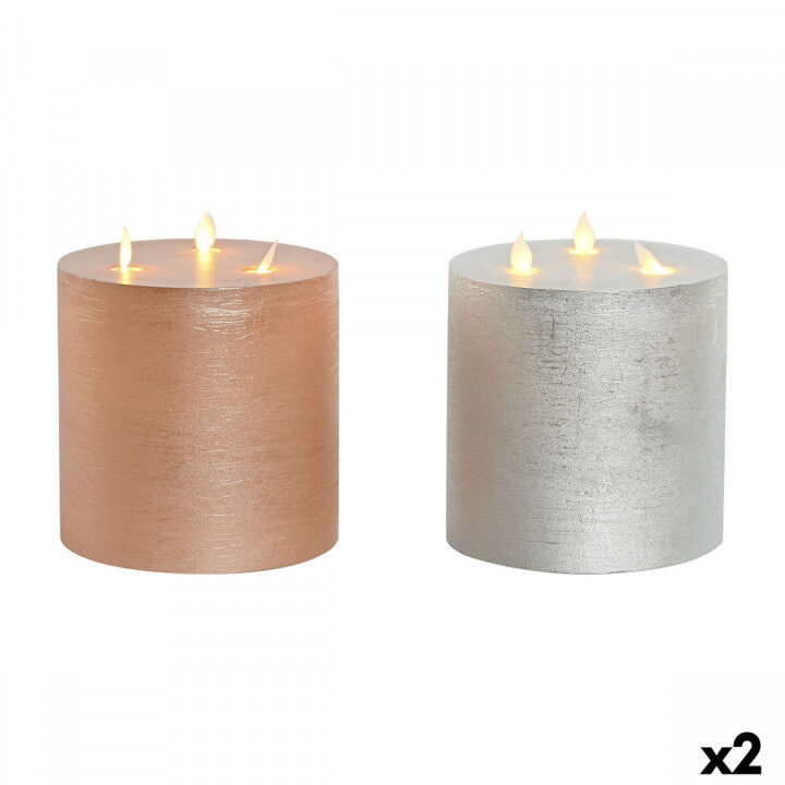 Candela LED DKD Home Decor Dorato Argentato 15 x 15 x 15 cm (AA) (2 Unità)