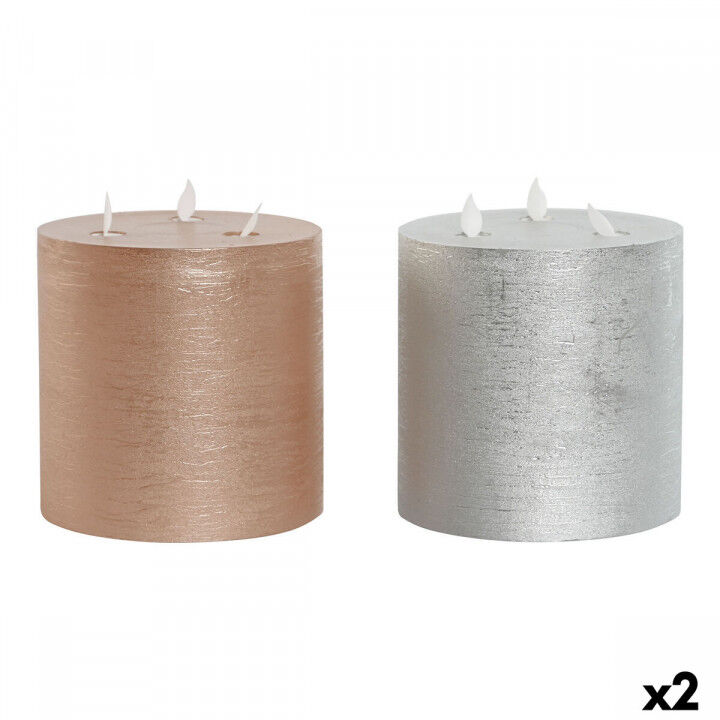 Candela LED DKD Home Decor Dorato Argentato 15 x 15 x 15 cm (AA) (2 Unità)