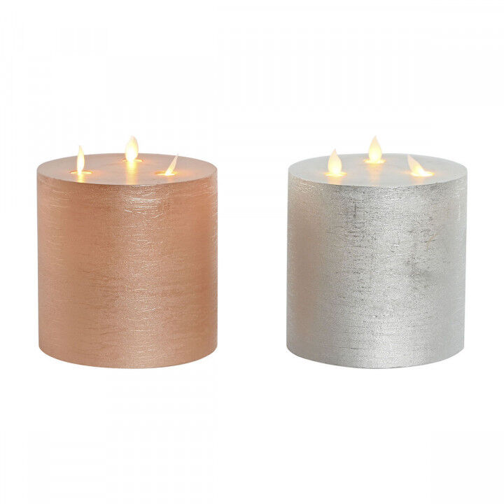 Kaars LED DKD Home Decor Gouden Zilverkleurig 15 x 15 x 15 cm (AA) (2 Stuks)