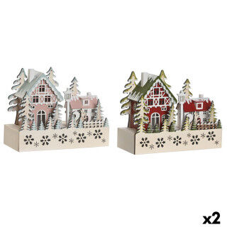 Adorno Navideño DKD Home Decor Rojo Rosa 21 x 9,5 x 19 cm (2 Unidades)