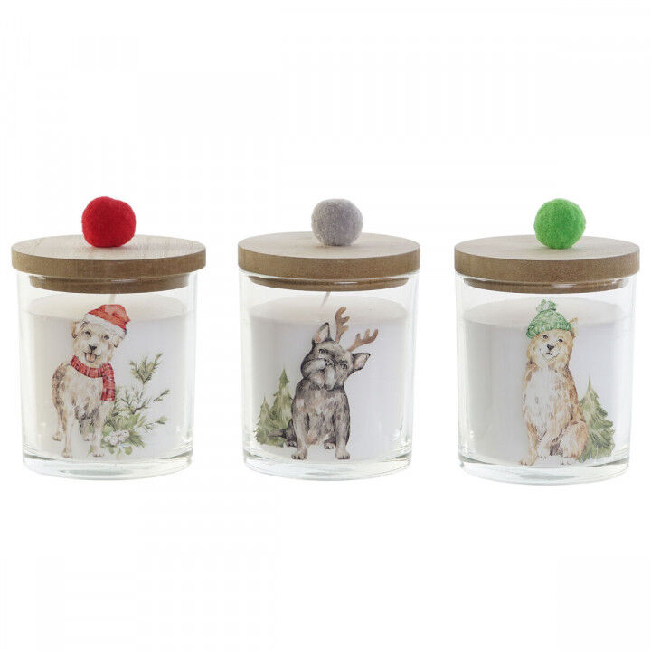 Kerze DKD Home Decor Bunt Bommeln Weihnachten 8 x 8 x 9 cm 8 x 8 x 11 cm (3 Stück) (2 Stück)