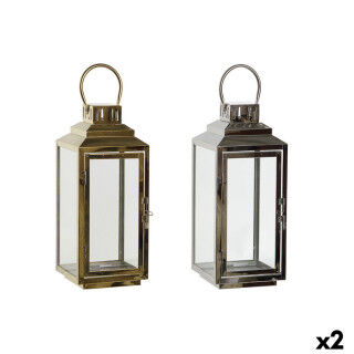 Lykta DKD Home Decor Gouden Zilverkleurig Aluminium Kristal 14 x 14 x 35 cm (2 Stuks)