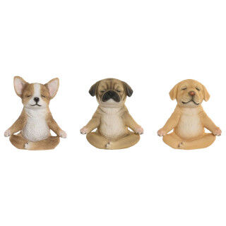 Deko-Figur Home ESPRIT Braun Hund 14,5 X 9,5 X 16 CM (3 Stück)