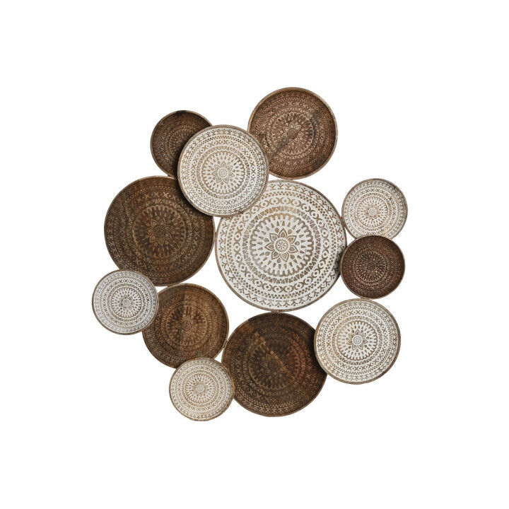Decorazione da Parete Home ESPRIT Bianco Marrone scuro Mandala Arabo Finitura invecchiata 74 x 5 x 76 cm