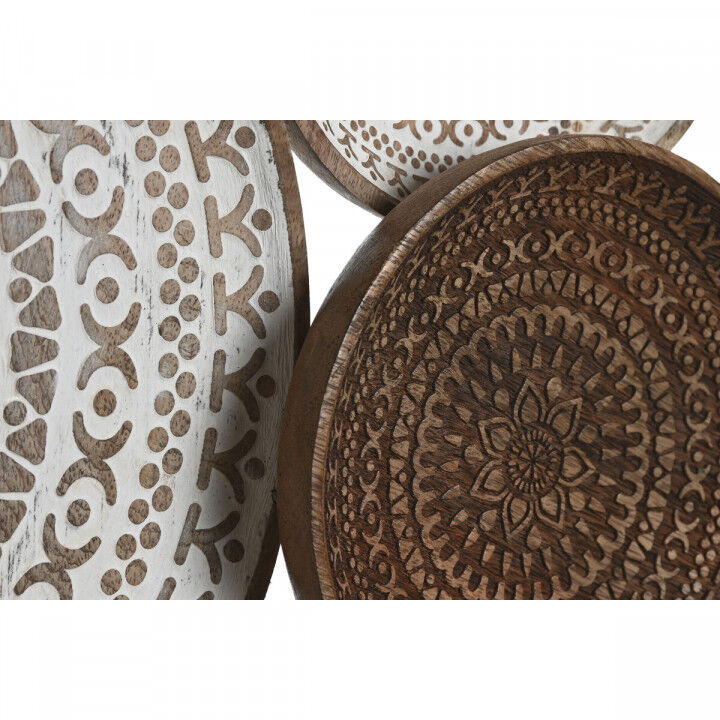 Decorazione da Parete Home ESPRIT Bianco Marrone scuro Mandala Arabo Finitura invecchiata 74 x 5 x 76 cm