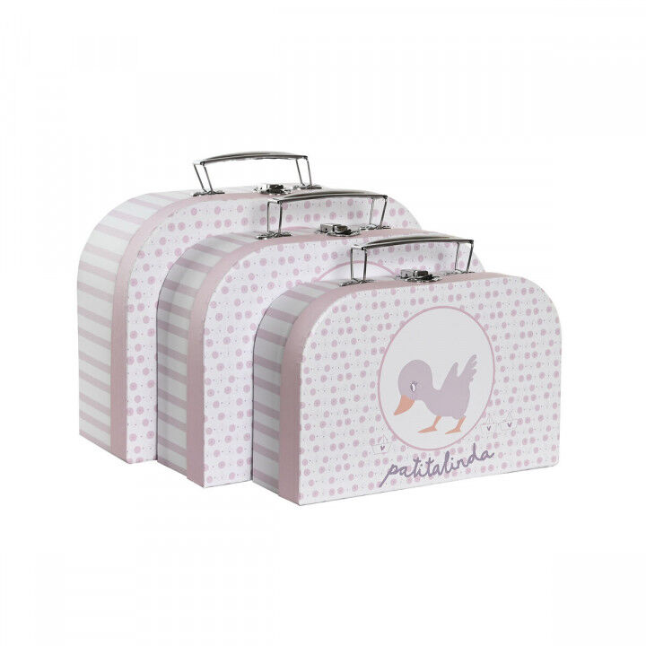 Set decoratieve dozen DKD Home Decor 28 x 9,5 x 20 cm Roze Metaal Multicolour Karton