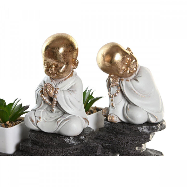 Decoratieve figuren DKD Home Decor Zwart Gouden Wit Hars Monnik Orientaals (21 x 7,5 x 25 cm) (2 Stuks)