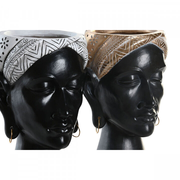 Figura Decorativa DKD Home Decor Plateado Dorado Marrón Resina Colonial Africana (19,5 x 11 x 39,5 cm) (2 Unidades)