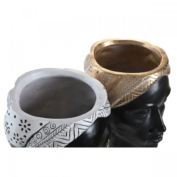 Statua Decorativa DKD Home Decor Argentato Dorato Marrone Resina Coloniale Africana (19,5 x 11 x 39,5 cm) (2 Unità)