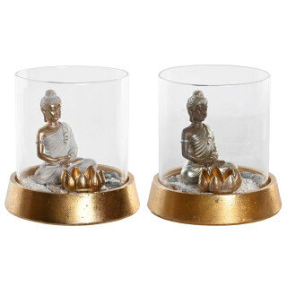 Decoratieve figuren DKD Home Decor Zilverkleurig Gouden Orientaals 16 x 16 x 18 cm (2 Stuks)