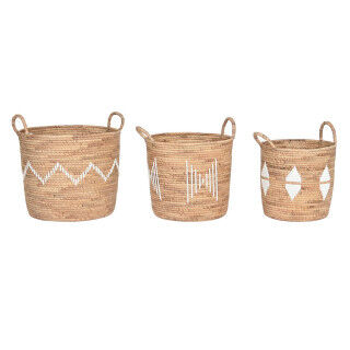 Set di Cestini DKD Home Decor Bianco Naturale Corda Erba di mare (3 Pezzi)