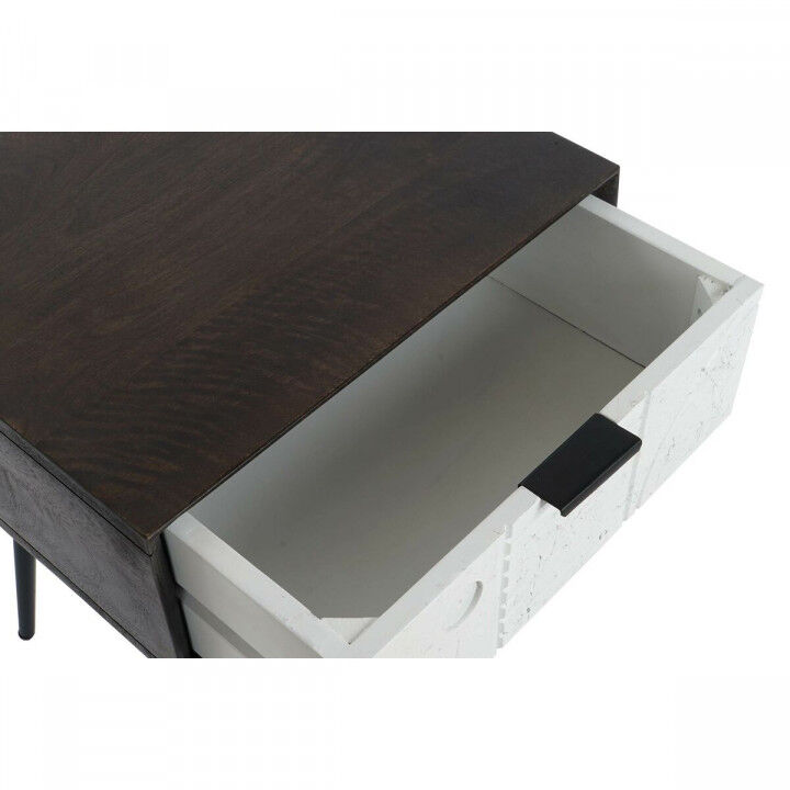 Nachttisch DKD Home Decor 45 x 38 x 50 cm Schwarz Metall Weiß Mango-Holz Wengue