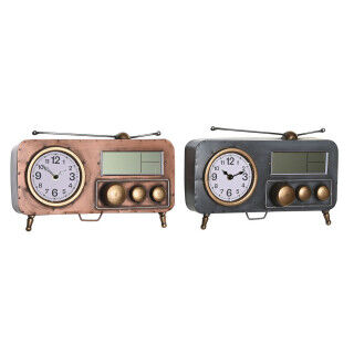 Orologio da Tavolo DKD Home Decor Grigio Rame Vintage (2 Unità)
