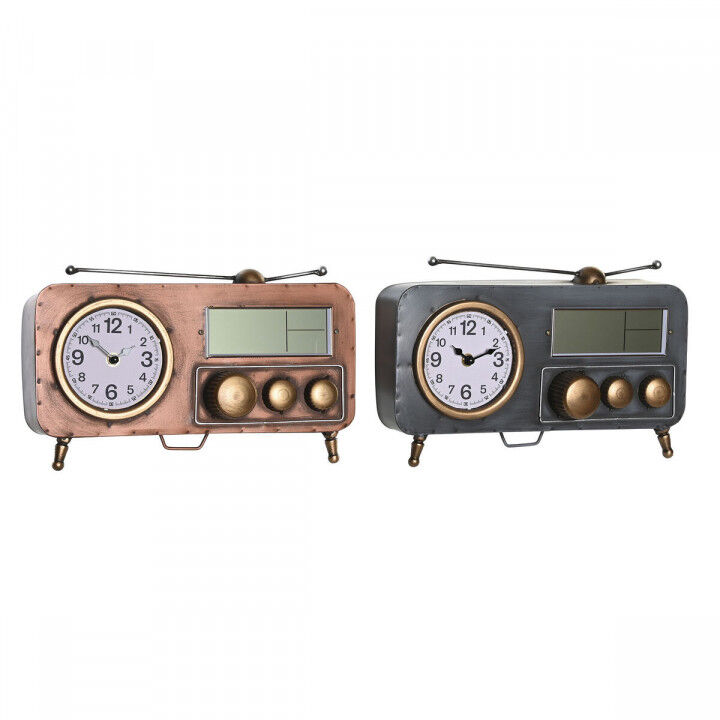 Tafelklok DKD Home Decor Grijs Koper Vintage (2 Stuks)