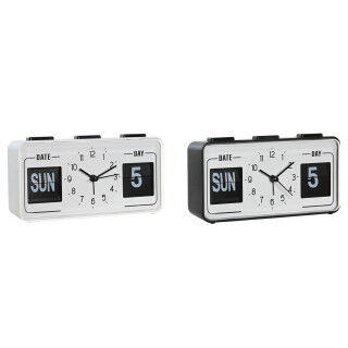 Orologio Sveglia DKD Home Decor Bianco Nero PVC 17 x 5 x 9 cm (2 Unità)