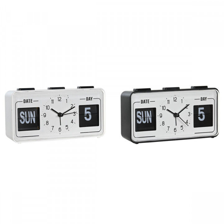 Reloj Despertador DKD Home Decor Blanco Negro PVC 17 x 5 x 9 cm (2 Unidades)