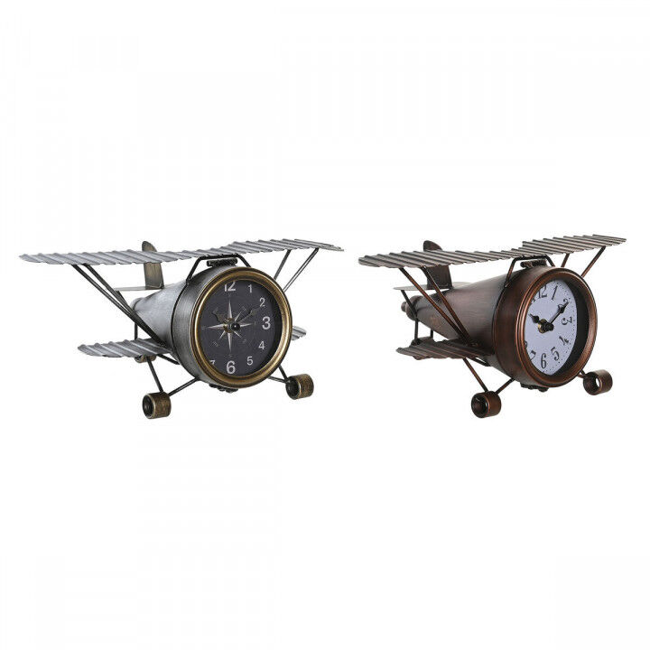 Orologio da Tavolo DKD Home Decor Dorato Argentato Aereo (2 Unità)