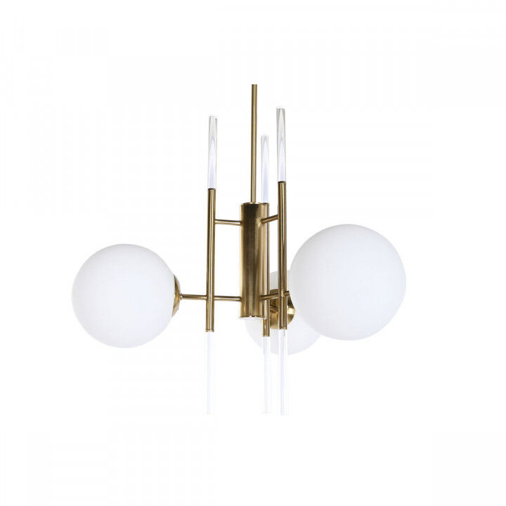 Plafondlamp DKD Home Decor 64 x 64 x 64 cm Kristal Gouden Metaal Wit 50 W