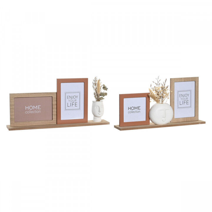 Marco de Fotos DKD Home Decor 30 x 5 x 19 cm Flor Cara Cerámica Resina Multicolor Madera MDF Urbano (2 Unidades)