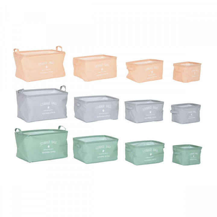 Basket set DKD Home Decor Green Grey Orange Canvas Modern 39 x 27 x 24 cm (3 Units)