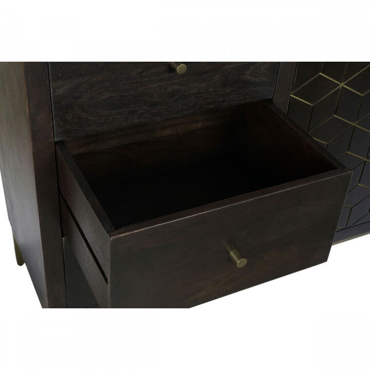 Sideboard DKD Home Decor Black Golden Dark brown Metal Acacia 160 x 40 x 90 cm