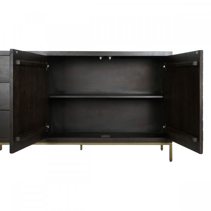 Credenza DKD Home Decor Nero Dorato Marrone scuro Metallo Acacia 160 x 40 x 90 cm