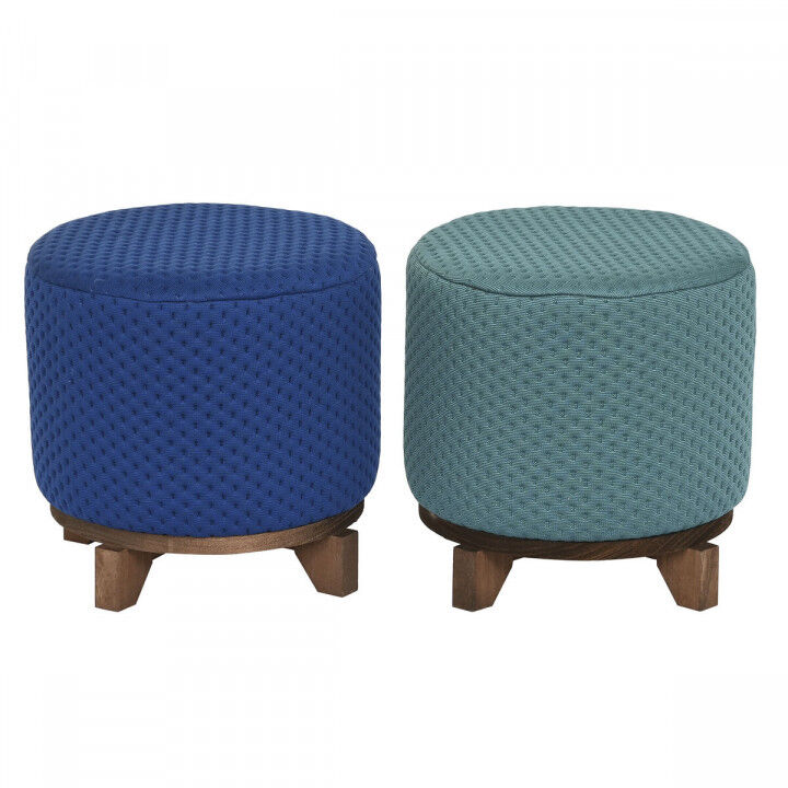 Repose-pied DKD Home Decor Bois 30 x 30 x 30 cm Vert Blue marine (2 Unités)