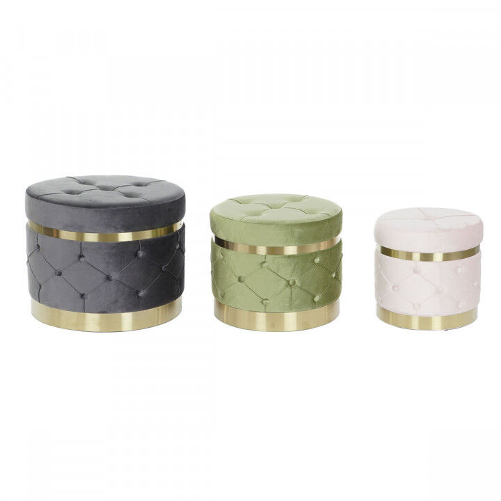 Repose-pied DKD Home Decor 60 x 60 x 47 cm Velours Bois MDF