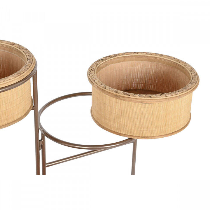 Planter DKD Home Decor 55 x 42 x 79 cm Black Brown Iron Bamboo Tropical