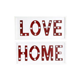 Wanddecoratie DKD Home Decor Wit Rood Stads 48 x 4 x 22 cm (2 Stuks)