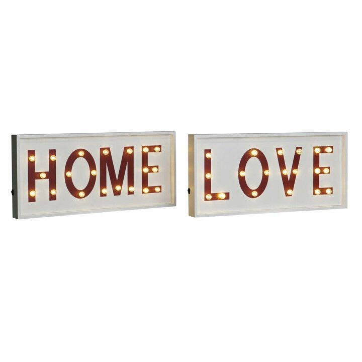 Wanddecoratie DKD Home Decor Wit Rood Stads 48 x 4 x 22 cm (2 Stuks)