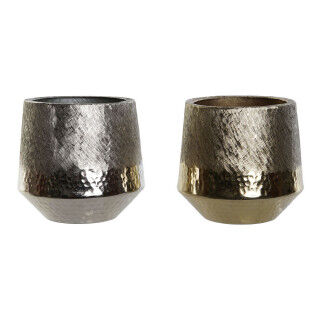 Centro de Mesa DKD Home Decor Dorado Plateado Aluminio 19 x 19 x 20 cm (2 Unidades)