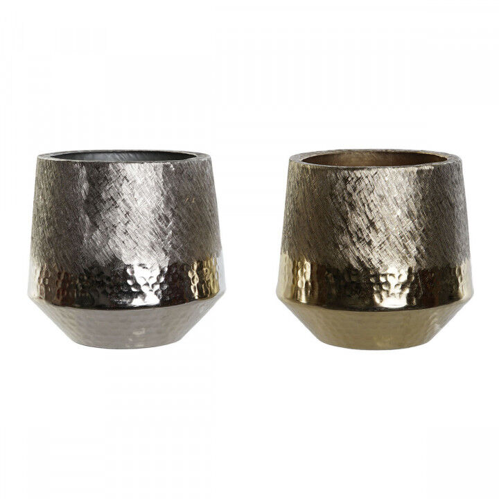 Tischdekoration DKD Home Decor Gold Silberfarben Aluminium 19 x 19 x 20 cm (2 Stück)