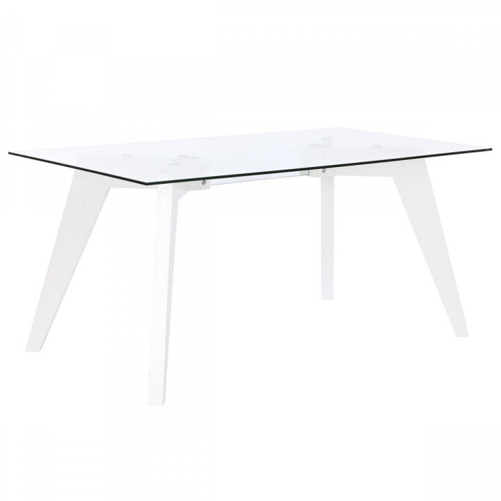 Table de Salle à Manger DKD Home Decor Blanc Transparent Verre Bois MDF 160 x 90 x 75 cm