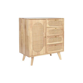 Credenza DKD Home Decor Naturale Metallo Rattan Legno d'albero della gomma 73,5 x 35 x 78 cm