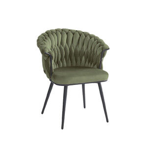 Chaise DKD Home Decor Noir Vert Polyester Velours Métal 66 x 60 x 84 cm